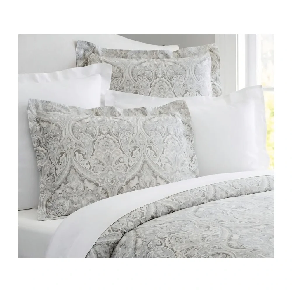 Pottery Barn McKenna Paisley Duvet Cover Organic Cotton Taupe Gray Full Queen